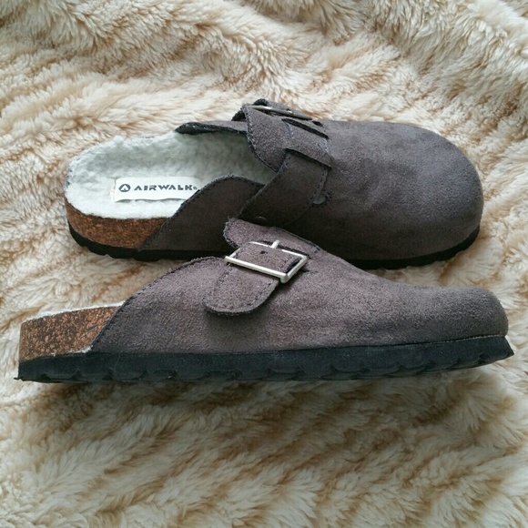 Airwalk Shoes - Airwalk Charcoal Gray Clogs w/ Faux Sherpa Lining